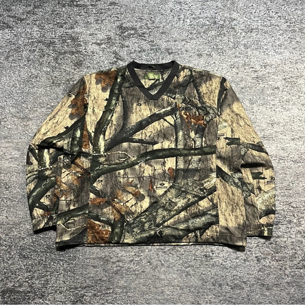 Gander MTN Mossy Oak Camo Pullover Sweatshirt V-Neck Mens Large Hunting Outdoors